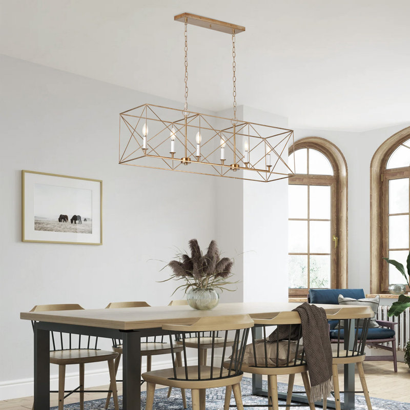 Lustre 6 lumières façon bougie avec chaîne réglable et certification de sécurité UL