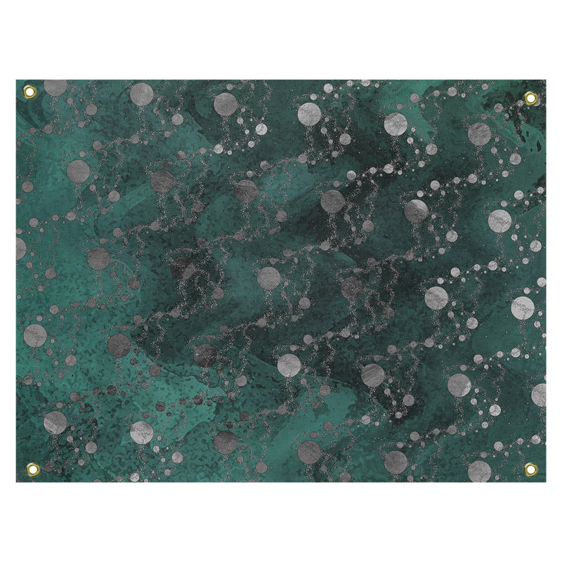 Tapisserie murale en polyester ombré planètes étoiles, H 27,5 po x l 37,5 po, Vert