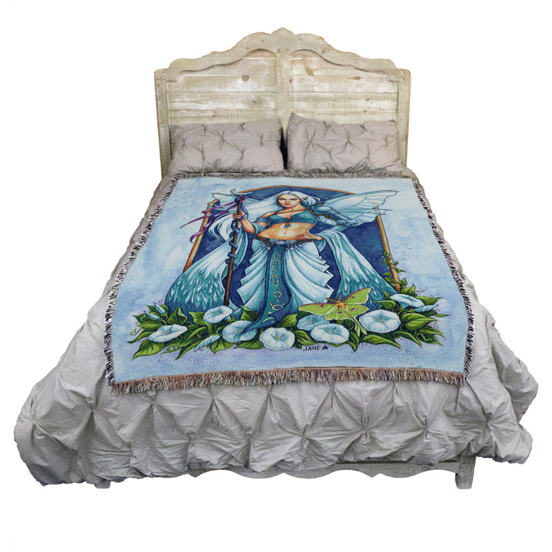 Pure Country Weavers Moon Flower Fairy Blanket by Jane Starr Weils - Gift Fantasy Tapestry Throw Woven from Cotton - Made in The USA (72x54)