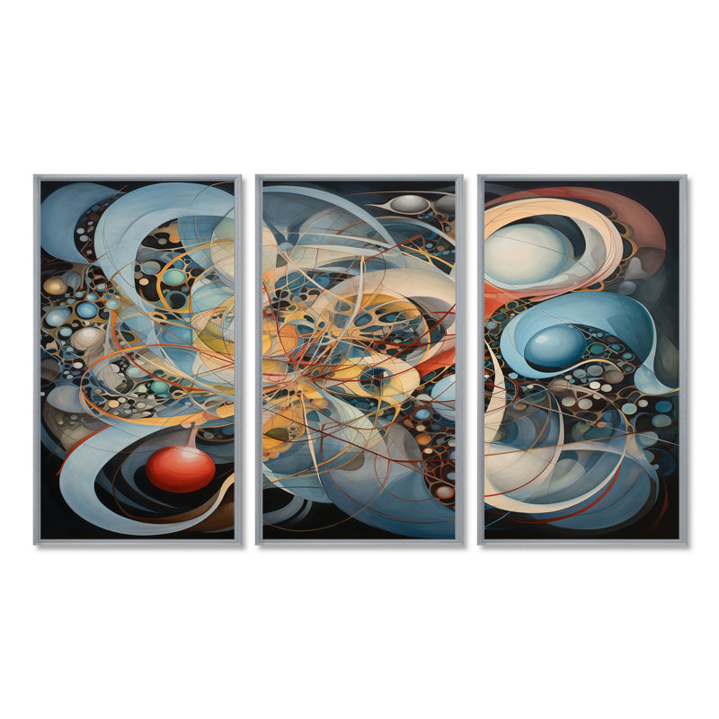 Cristyle - ensemble d'art mural imprimé abstrait, Encadrement argenté, H 32 po x l 48 po x P 1 po