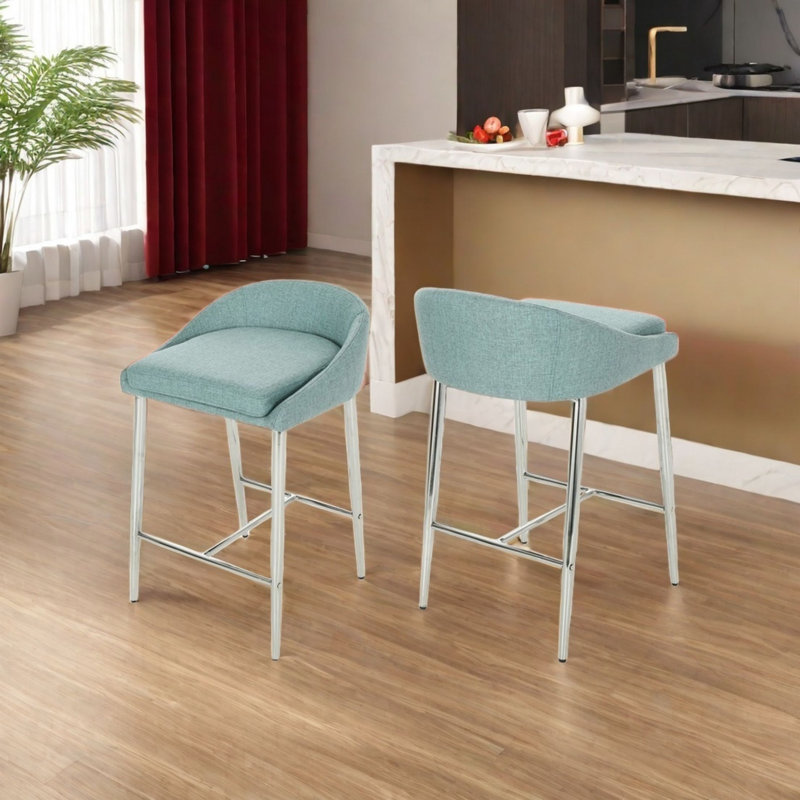 Tabouret de comptoir, tabouret de bar, pour salle à manger, salon de bar avec îlot de cuisine, ensemble de 2, Bleu