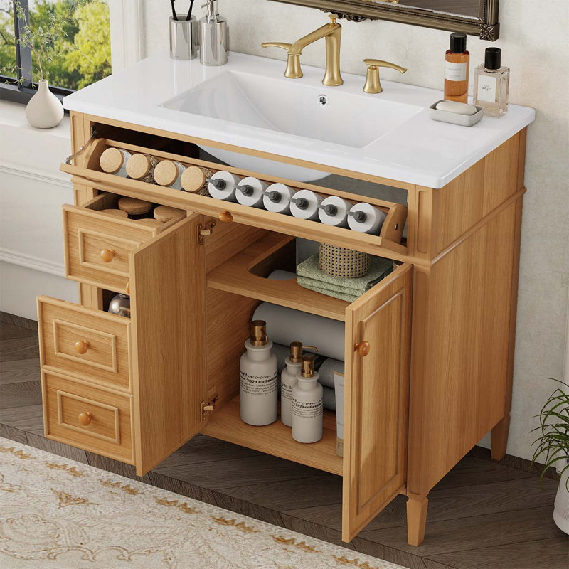 Meuble-lavabo 36 po avec lavabo et armoire en bois