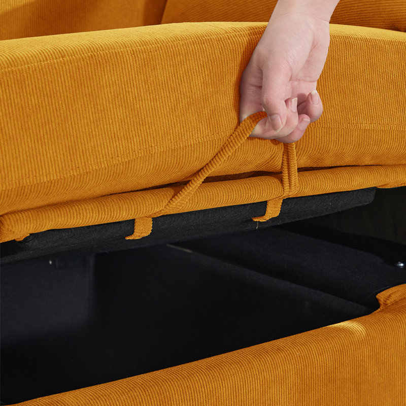 Fauteuil d'appoint moderne en velours côtelé, siège unique avec accoudoirs, Orange Corduroy