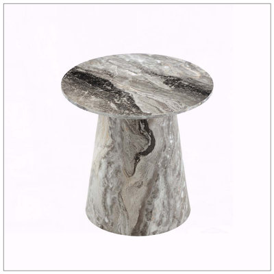 Round Coffee Table with Gray Textured Veneer (19.6" D x 18.8" H)