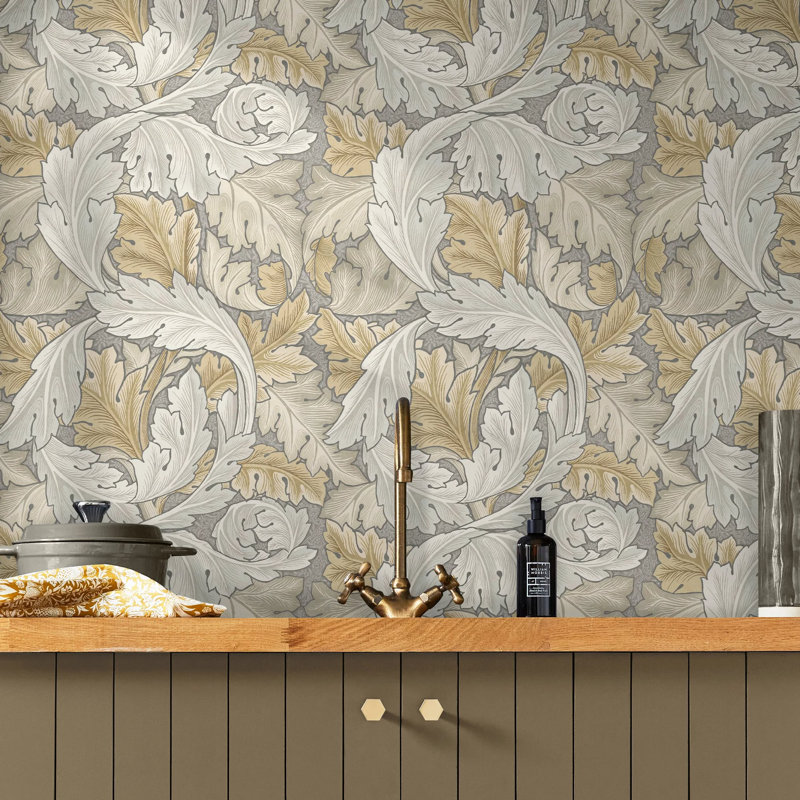 William Morris At Home Acanthus Floral Wallpaper, Beige