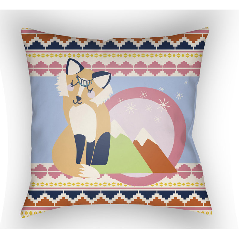 Littles Fox Throw Pillow, 18" H x 18" W x 4" D, Light Blue