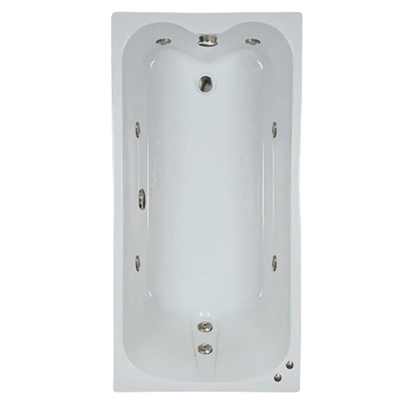 60" L x 32" W Alcove Whirlpool Acrylic Bathtub With Removable Acrylic Skirt in White, Right