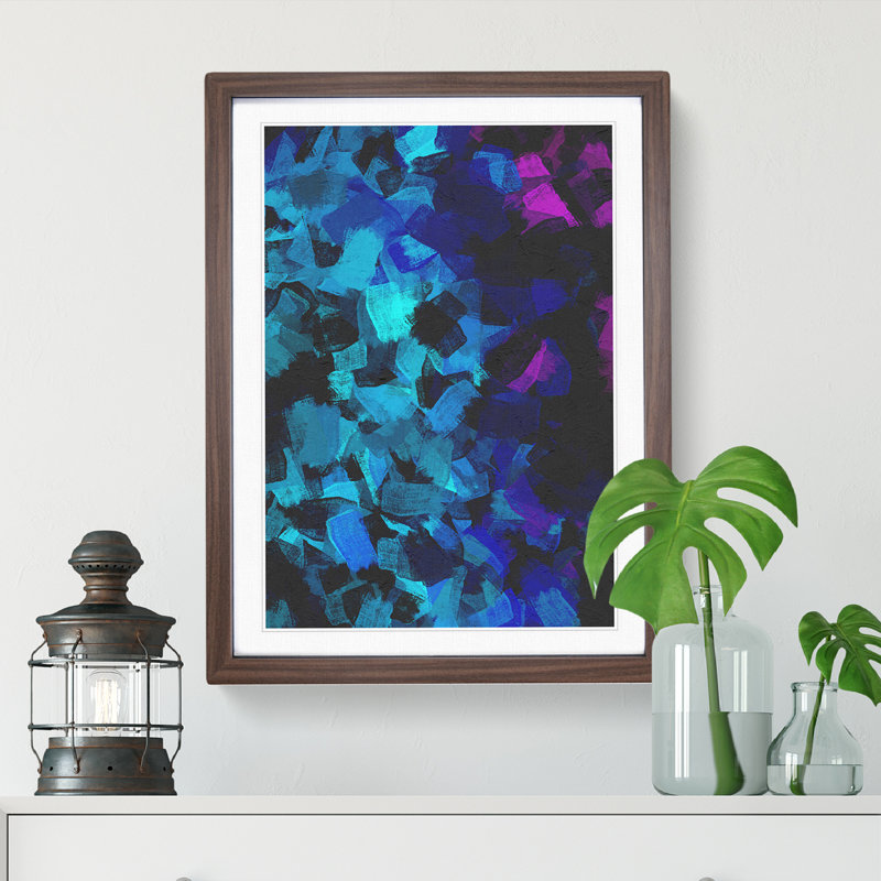 Heart Of Gold Abstract - Single Picture Frame Painting, 64cm H x 46cm W x 2cm D, Walnut