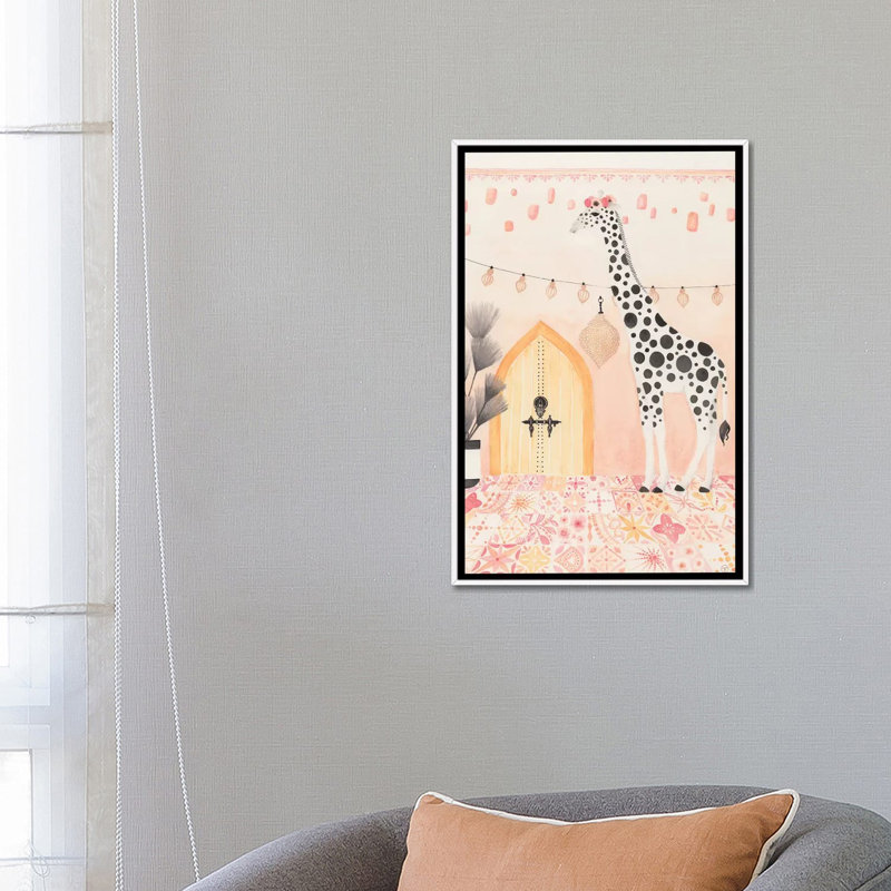 Girafe au Maroc, art encadré, H 26 po x l 18 po x P 1,5 po, Toile blanche encadrée