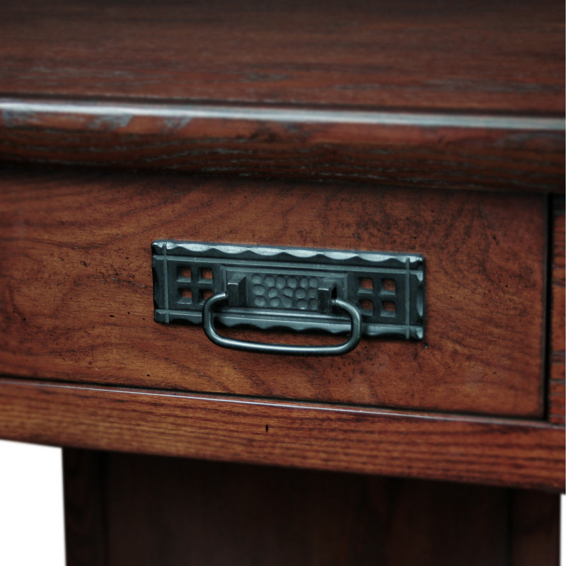 Corner Solid + Manufactured Wood Computer Writing Desk in Mission Oak