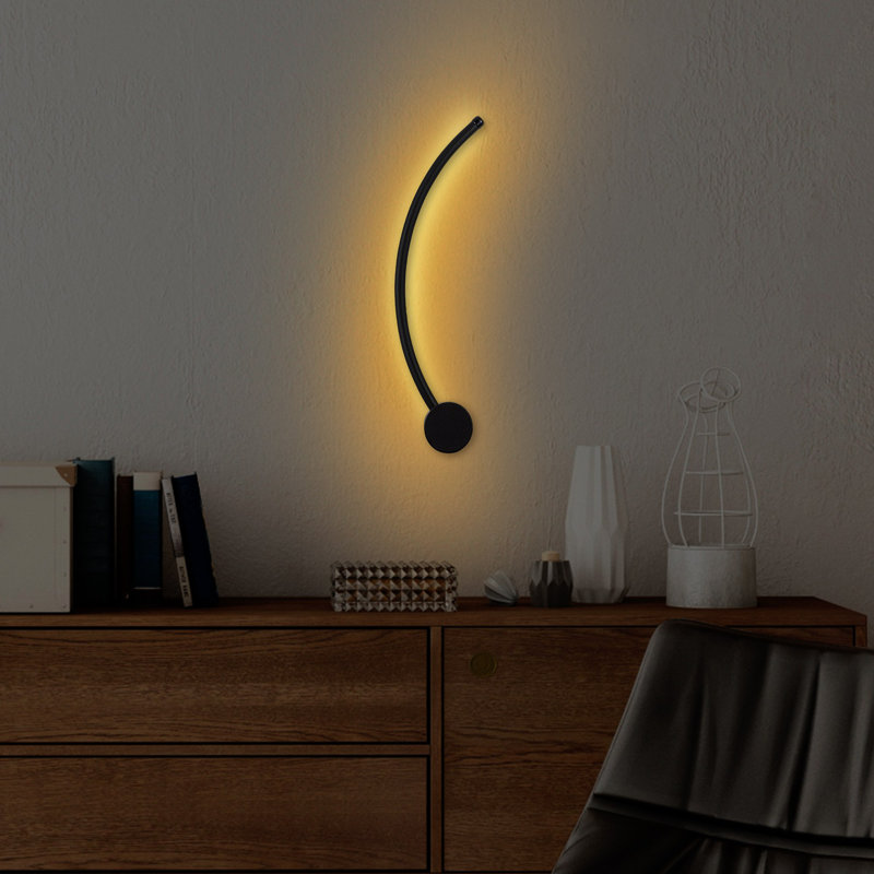 Lampe murale moderne, corps en métal noir, 19,3 po x 5,9 po x 3,9 po | Lumière à DEL SMD 7W 3000K | Plaque de base en métal durable, indice de protection IP20 | Parfait pour la décoration intérieure, la chambre à coucher, le salon et l'éclairage de bureau