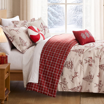 Ensemble de literie Southshore Fine Linens Winterwood Christmas, couette surdimensionnée, 6 pièces avec coussins décoratifs, grand lit/queen