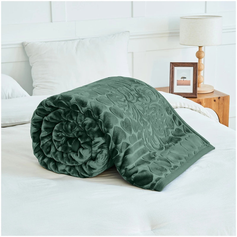 Standard Throw Blanket, GREEN Floral