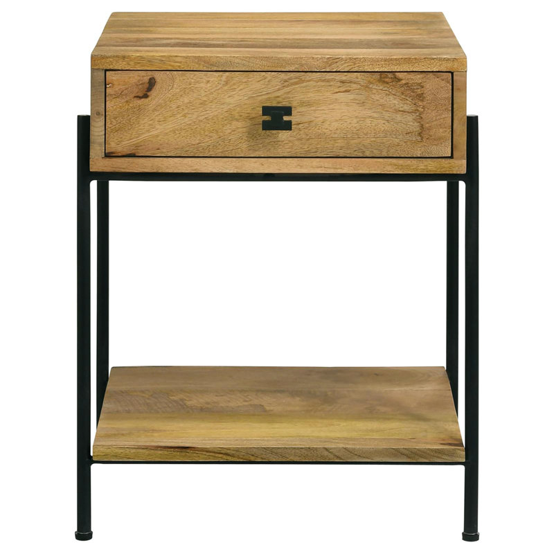 Table d'appoint à 1 tiroir avec tablette inférieure Mango