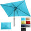 Parasol de patio rectangulaire turquoise avec manivelle et inclinaison, toile de polyester résistante aux rayons UV pour la piscine et la cour (base non incluse)-1106244676