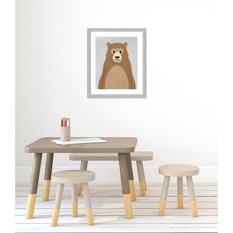 Adhésif décoratif Cheery Bear, H 24,5 po x l 20,5 po x P 0,6 po, Encadré plat argent
