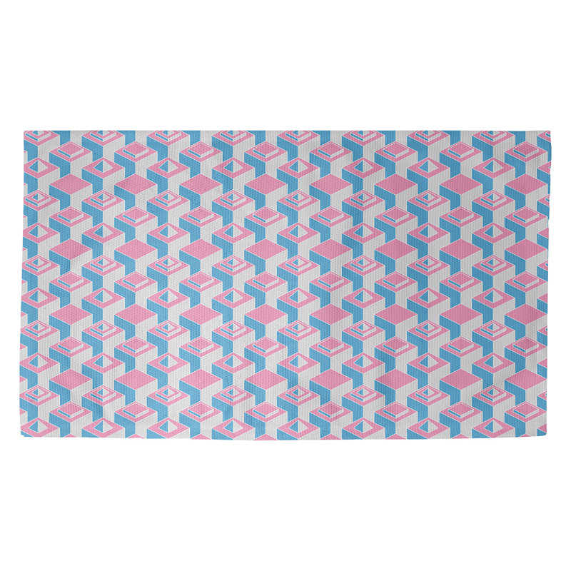 Gratte-ciels rose/bleu Tapis décoratif, Rectangle 2 pi x 3 pi