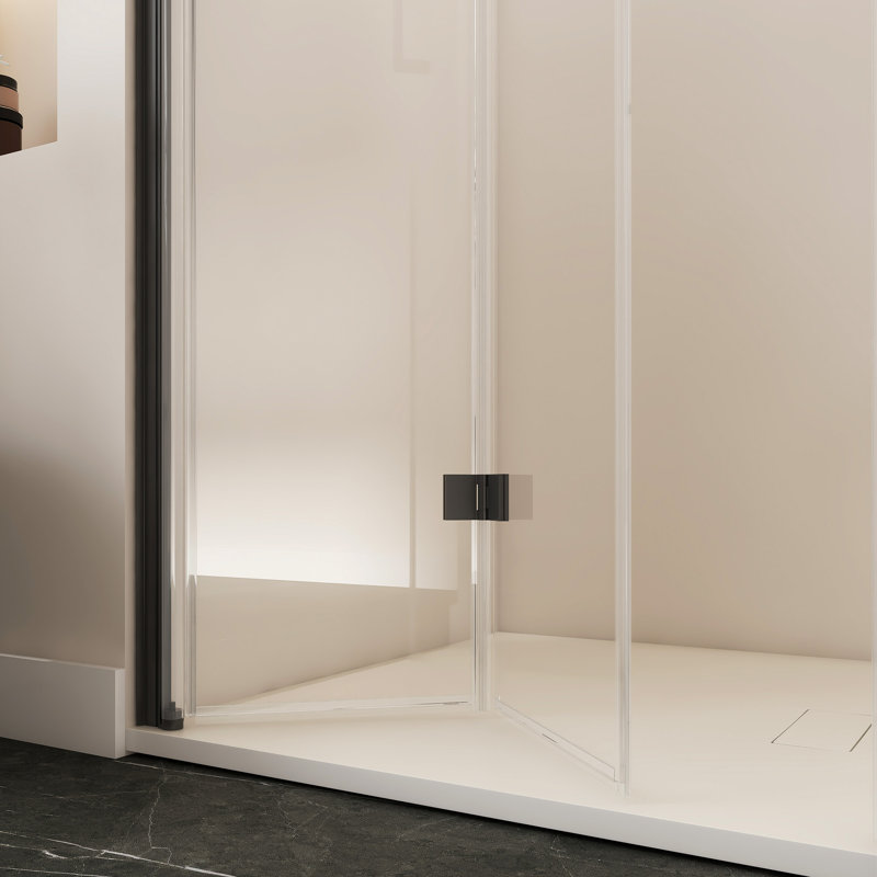  Porte de douche pliante sans cadre l 32 po x H 72 po, alliage d'aluminium, douche en verre trempé de 0,24 po