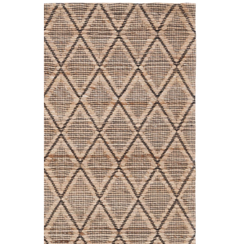 Tapis géométrique en laine et en jute tissé à la main Natural Fibre, Rectangle 4 pi x 6 pi