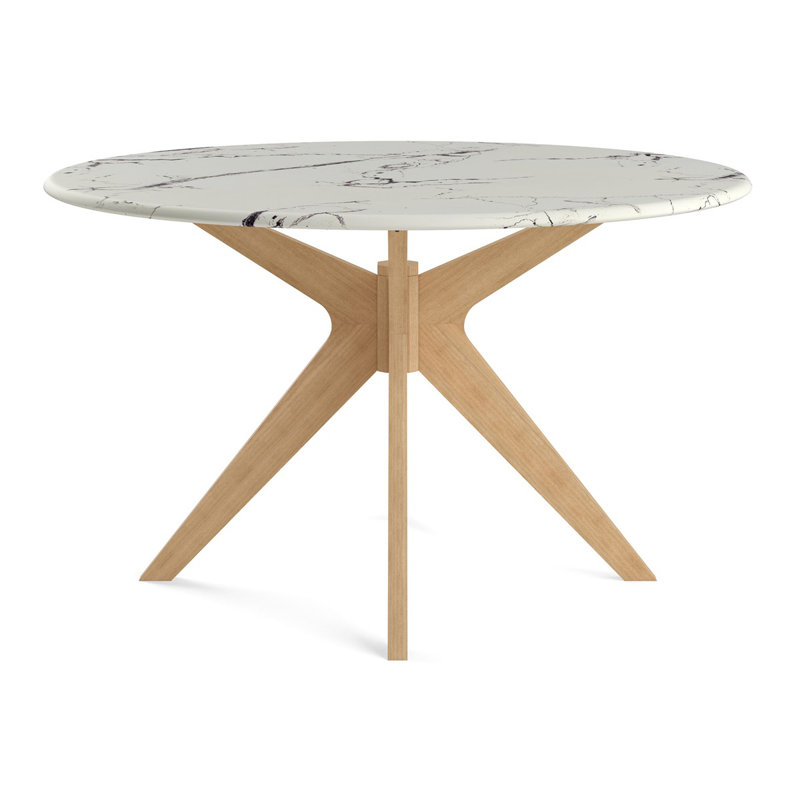 Gamino Round Solid Wood Base Dining Table, Natural