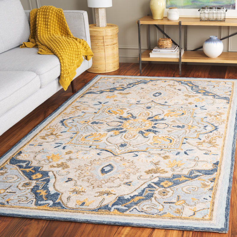 Tapis oriental beige / gris en laine / coton touffeté à la main Shenade, Rectangle 5 pi x 8 pi