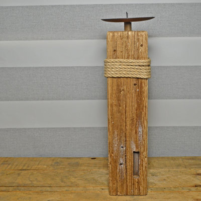 Wood Fireplace Candlestick