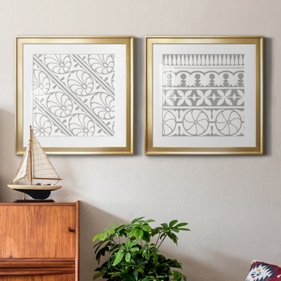 Ornamental Detail III - Matted and Framed Under Acrylic Glass, Set of 2, Large Living Room Wall Art