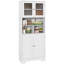Armoire de rangement garde-manger moderne avec portes en verre blanc