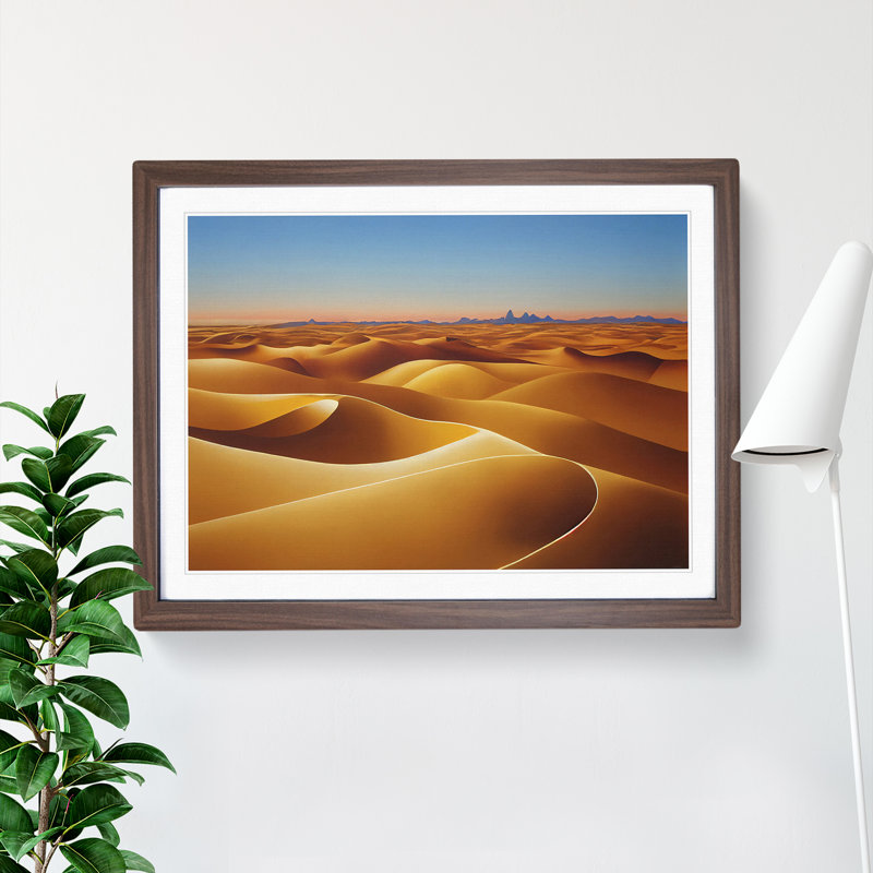 Golden Sand Desert Vol.3 1 Piece Single Picture Frame Wall Art, 34cm H x 46cm W x 2cm D, Walnut Framed