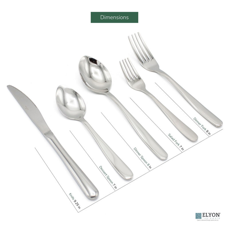 Elyon Tableware Elyon Remsen Reflective Silver Flatware Set Stainless Steel - Service For 4