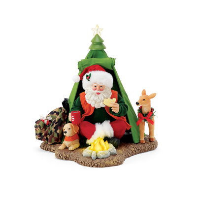 Possible Dreams Sports and Leisure Santa Camping Tent Lit Figurine 10.5 Inch