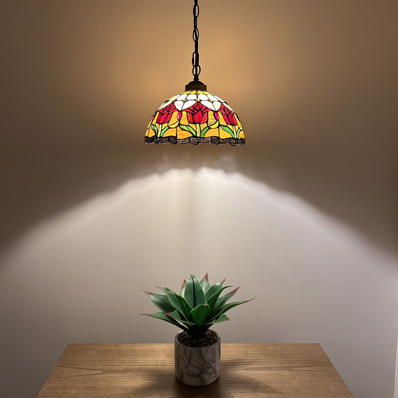 Luminaire suspendu en bronze 1 lumière Wicke, Brun; vert; rouge