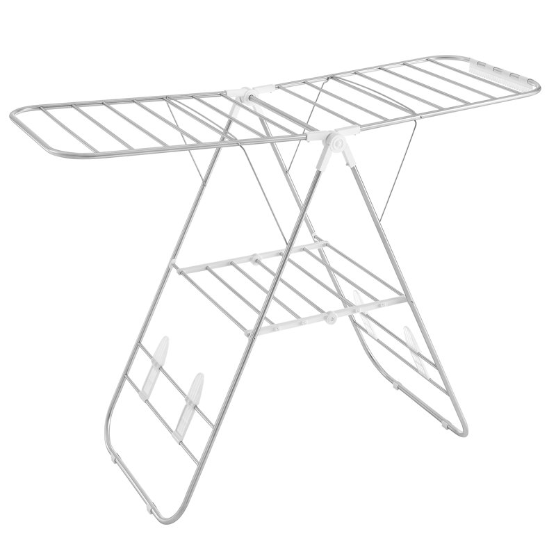 Foldable Gullwing Drying Rack, 147cm W x 56cm D, White/Silver