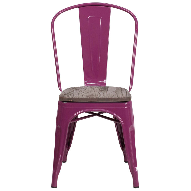 Kewaunee Metal Stackable Chair with Wood Seat, Purple