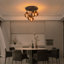 Plafonnier semi-encastré 5 lumières, luminaire semi-encastré industriel moderne avec cadre noir mat, abat-jour en verre ambre et gris fumé, 5 douilles E26, largeur 17,3 po
