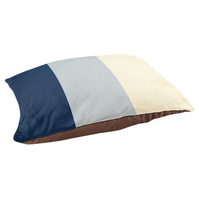 Coussin extérieur Phoenix, Grand (l 40 po x P 30 po x H 14 po), Bleu marine / argent métallique / crème