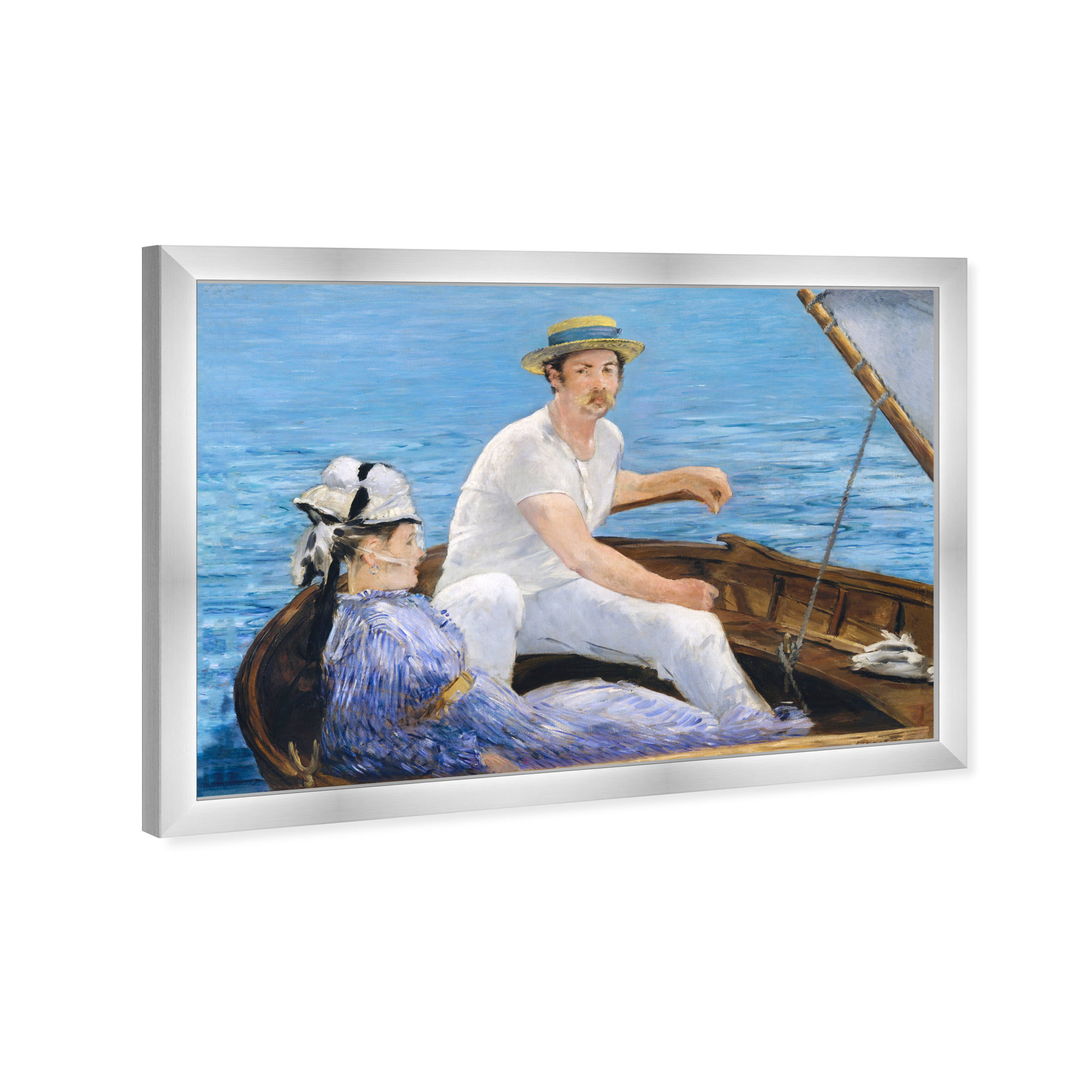 Manet - Boating 1974, 18" H x 26" W x 0.5" D, Silver