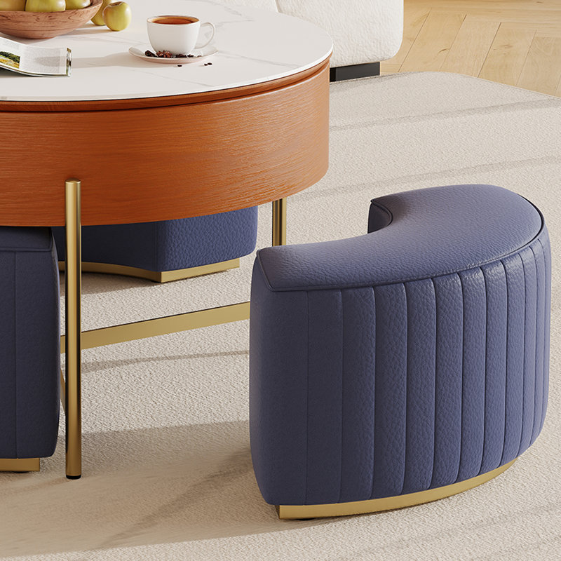 Table basse de 31,5 po avec 3 tabourets rembourrés, Bleu