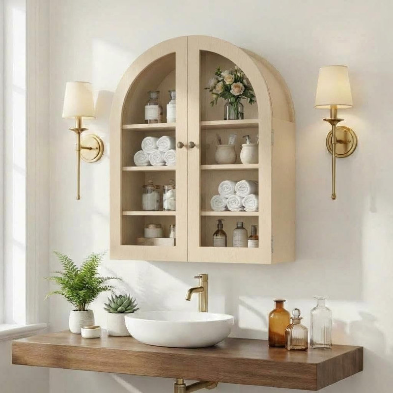Wall Mounted Accent Cabinet, Tan