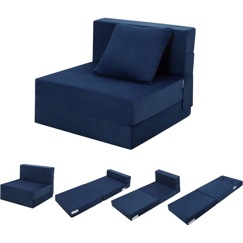 Canapé-lit pliant avec coussins, canapé-lit convertible, canapé de futon moderne, Bleu