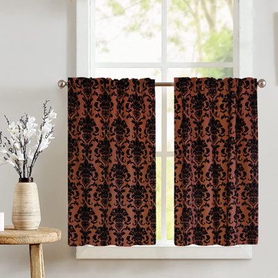 Poplin Damask Floral Cafe Tier Curtains