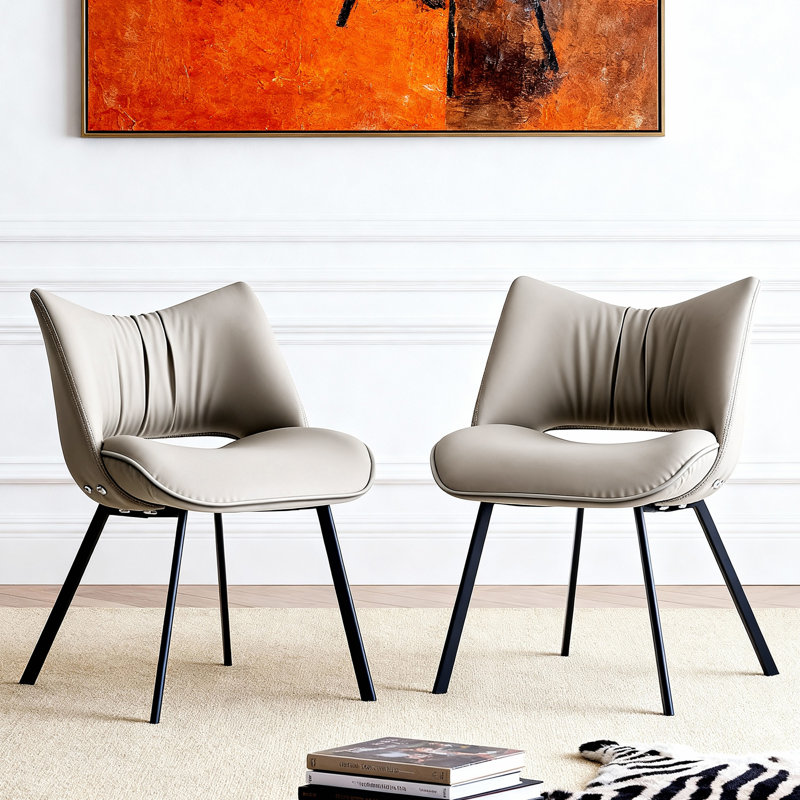 Chaise de salle à manger en cuir d'unité centrale de 31,8 pouces avec structure en métal, chaise d'appoint moderne pour le bureau de la salle à manger