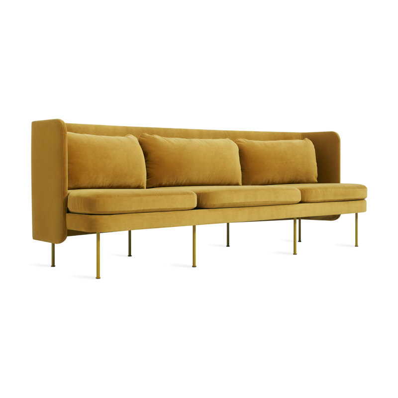 Bloke Sofa, Ochre Velvet 100% Polyester, 34" H x 95" W x 32" D, Orche
