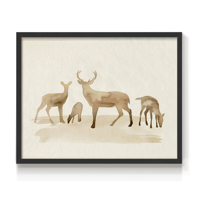 Whitetail Herd I - impression encadrée - réarmable, H 8 po x l 10 po, Noir, noir, noir, noir
