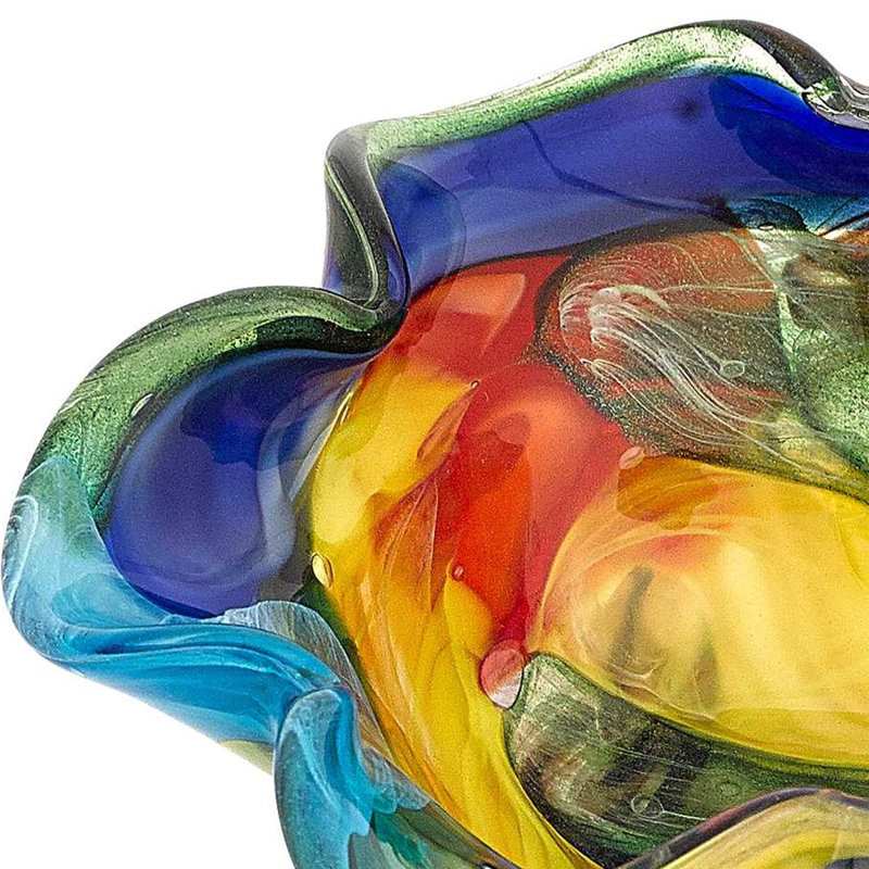 Multicolor Art Glass Floppy Centerpiece Dessert Bowl