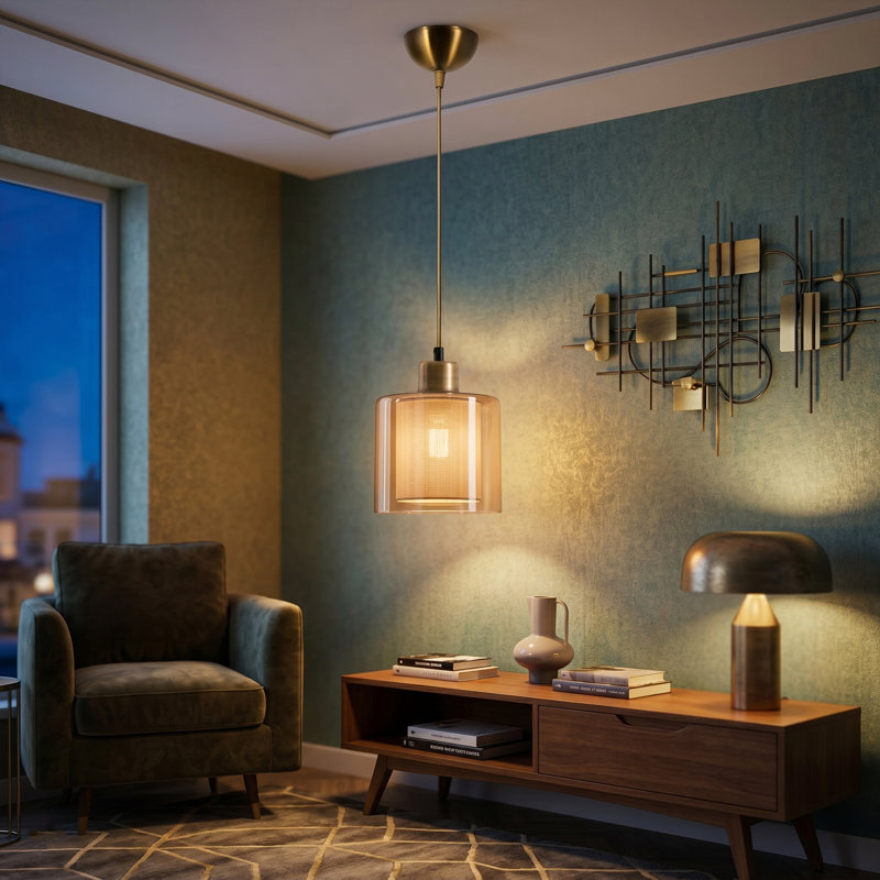 Luminaire suspendu en cuivre 1 lumière Haledon