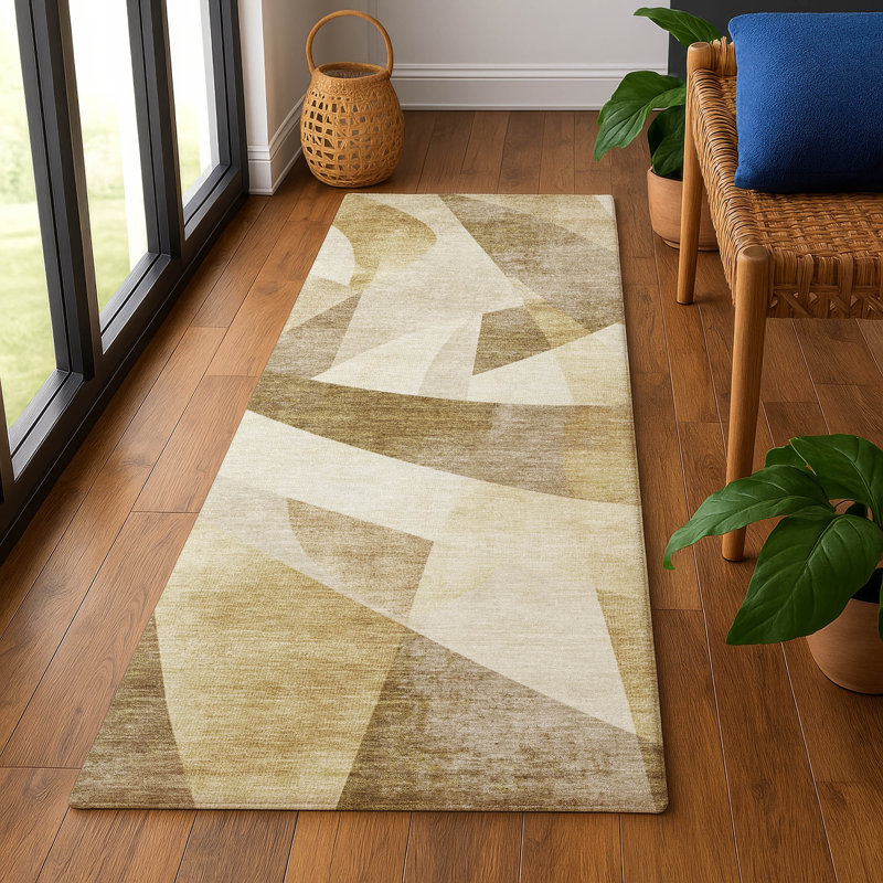 Premium Machine Washable Bitteridge AMF1836 Swirls Rug, Runner 2'3" x 7'6"