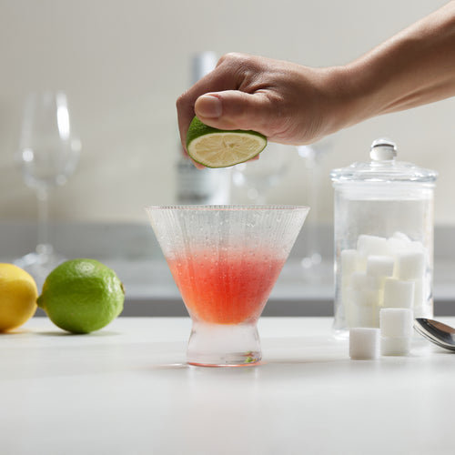  Stemless Ribbed Martini Glasses, 9 oz.