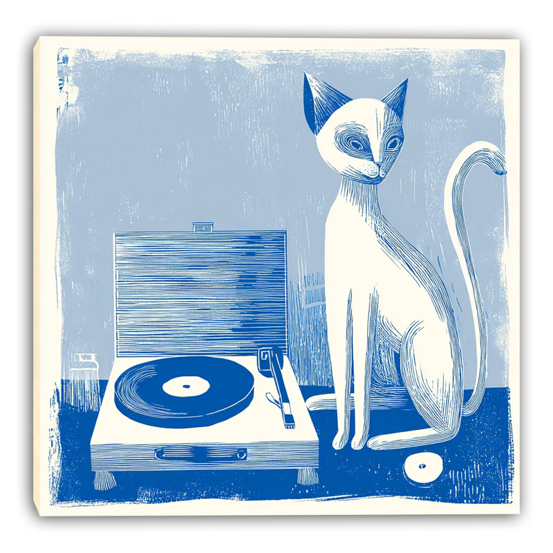 «Blue Cat», art mural en vinyle sur toile tendue II, L 40 po x H 40 po x P 1,5 po