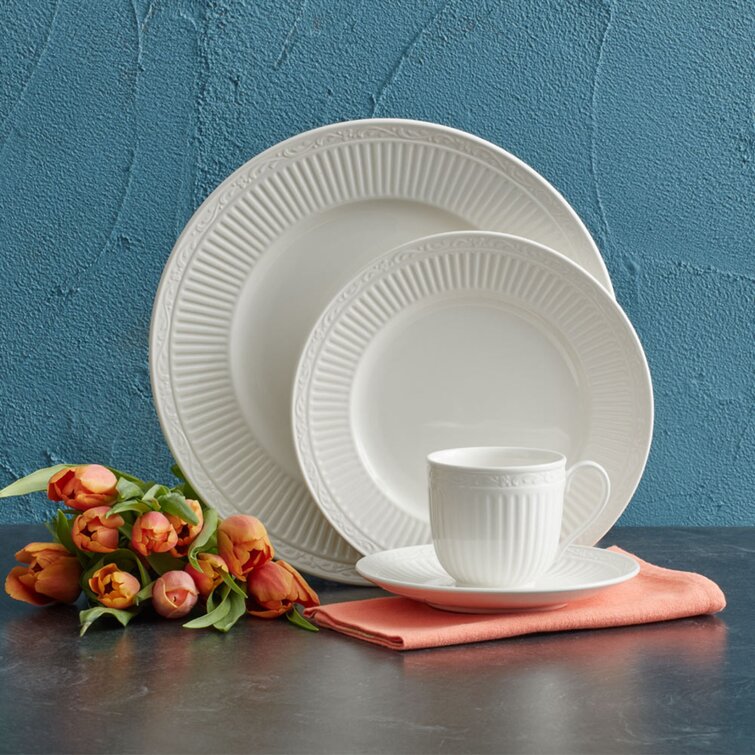 40pc Porcelain Catering Dinnerware Set White - Tabletops Gallery